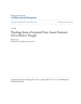 Susan Neiman's Evil in Modern Thought