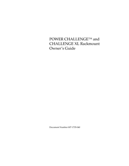 POWER CHALLENGE™ and CHALLENGE XL Rackmount Owner's Guide