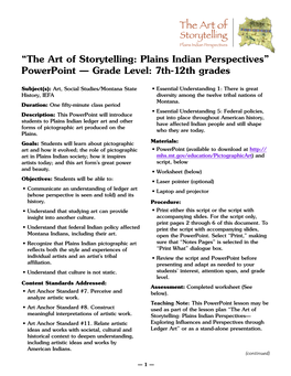 Lesson Plan “The Art of Meaningful Interpretations of Artistic Work