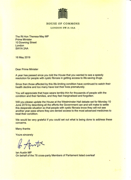 Letter from Ian Austin MP to Prime Minister