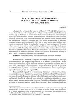 Bucureşti – Locuri Şi Oameni – După Cutremurătoarea Noapte Din 4 Martie 1977