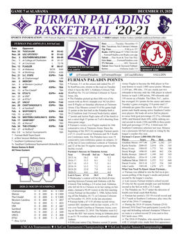 Furman Paladins Basketball '20-21