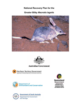 National Recovery Plan for the Greater Bilby Macrotis Lagotis