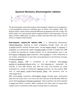 Quantum Mechanics Electromagnetic Radiation