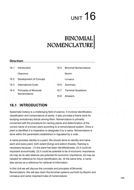 Binomial Nomenclature