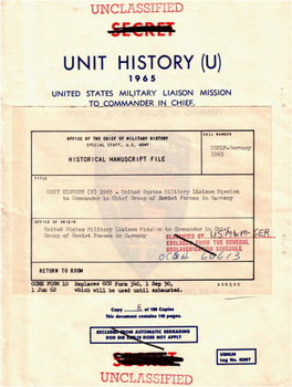 UNIT HISTORY (U) I965 UNITED STATE Mfbitary LIAISON MISSION