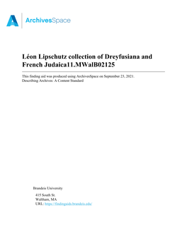 Léon Lipschutz Collection of Dreyfusiana and French Judaica11.Mwalb02125