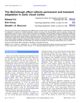 The Mccollough Effect Reflects Permanent and Transient Adaptation