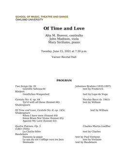 Of Time and Love Program