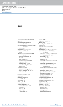 Collier's Conflict of Laws Pippa Rogerson Index More Information