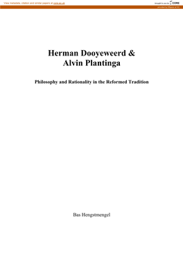 Herman Dooyeweerd & Alvin Plantinga Philosophy And