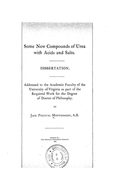 Some New Compounds of Urea with Acids and Salts