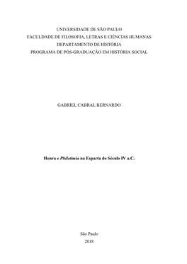 Universidade De São Paulo Faculdade De Filosofia, Letras E Ciências Humanas Departamento De História Programa De Pós-Graduação Em História Social