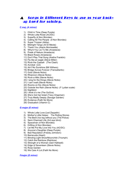 6) Songs in Different Keys to Use As Your Back