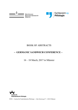 Book of Abstracts – Germanic Sandwich Conference