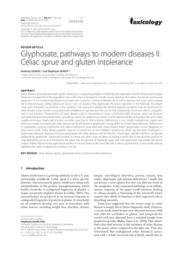 Glyphosate, Pathways to Modern Diseases II: Celiac Sprue and Gluten Intolerance