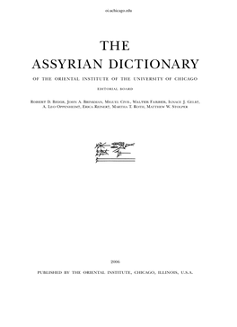 The Assyrian Dictionary