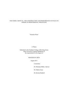 The Construction and Performance of Race in American Professional Wrestling