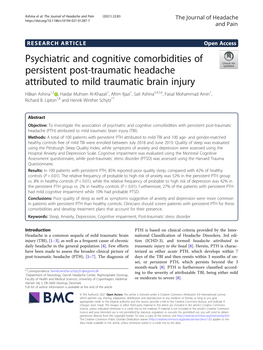 Psychiatric and Cognitive Comorbidities of Persistent Post