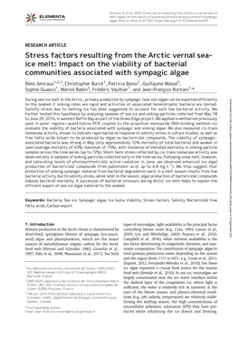 Stress Factors Resulting from the Arctic Vernal Sea- Ice Melt: Impact on the Viability of Bacterial Communities Associated with Sympagic Algae