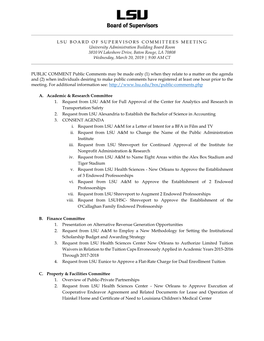 March 20, 2019 Meeting Notice and Agenda