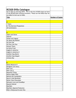 Dvd & Book Library Catalogue