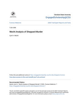 Wecht Analysis of Sheppard Murder