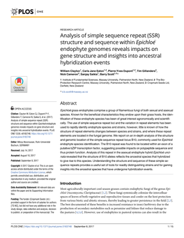 Analysis of Simple Sequence Repeat (SSR) Structure and Sequence