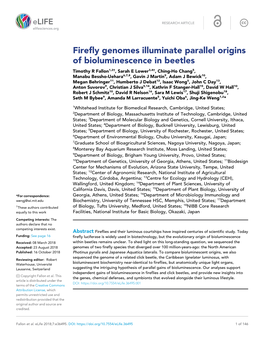 Firefly Genomes Illuminate Parallel Origins of Bioluminescence
