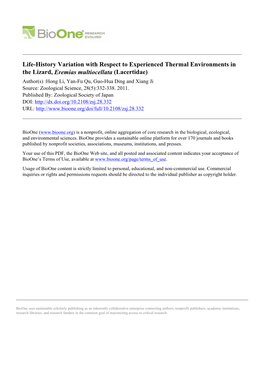 Life-History Variation with Respect to Experienced Thermal Environments