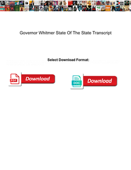 Governor Whitmer State of the State Transcript