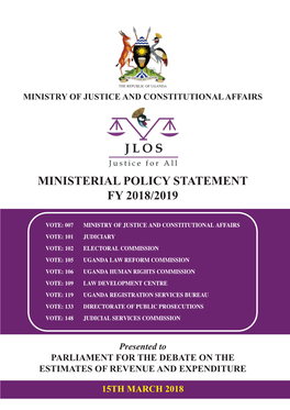 Ministerial Policy Statement Fy 2018/2019