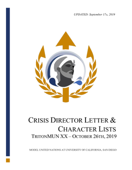 Crisis Director Letter & Character Lists