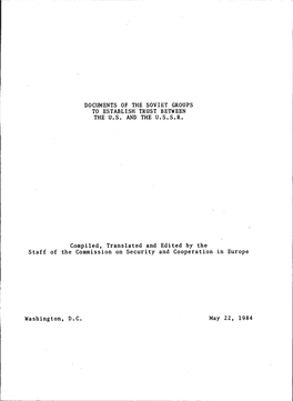 Documents of the Soviet Groups to Establish Trust Between the U.S