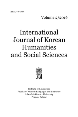 International Journal of Korean Humanities and Social Sciences