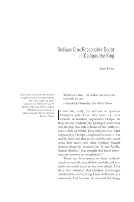 Oedipus Crux:Reasonable Doubt in Oedipus the King