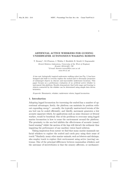 Artificial Active Whiskers for Guiding Underwater Autonomous Walking Robots