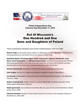 Wisconsin's One Hundred and One Sons and Daughters of Poland