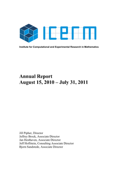 Annual Report August 15, 2010 – July 31, 2011