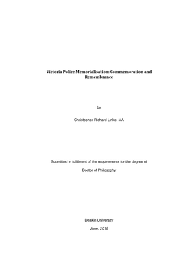 Victoria Police Memorialisation: Commemoration and Remembrance