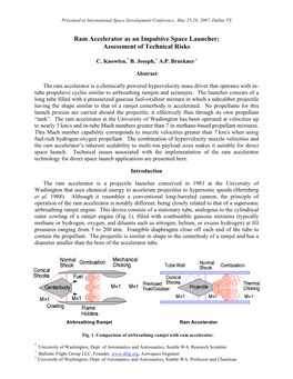 Ram Accelerator As an Impulsive Space Launcher: Assessment of Technical Risks