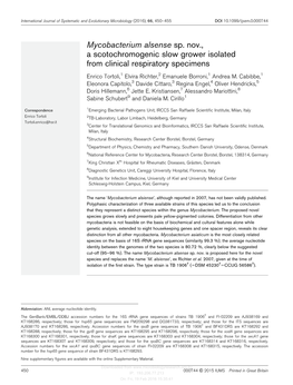 Mycobacterium Alsense Sp. Nov., a Scotochromogenic Slow Grower