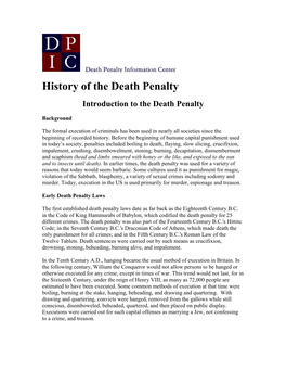 History of the Death Penalty