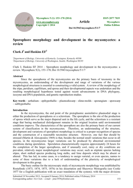 Sporophore Morphology and Development in the Myxomycetes: a Review