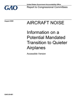 GAO-20-661, Accessible Version, AIRCRAFT NOISE: Information on A