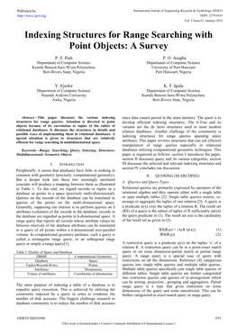 Indexing Structures for Range Searching with Point Objects: a Survey