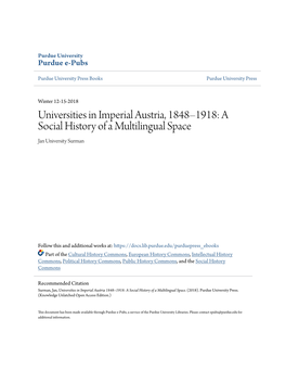 Universities in Imperial Austria, 1848–1918: a Social History of a Multilingual Space Jan University Surman