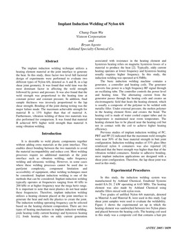 Implant Induction Welding of Nylon 6/6