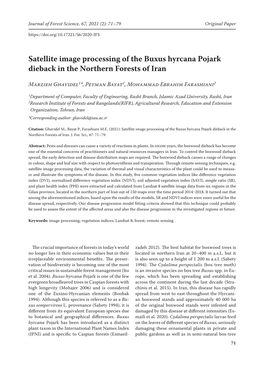 Satellite Image Processing of the Buxus Hyrcana Pojark Dieback in the Northern Forests of Iran