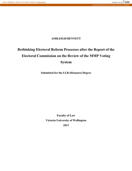 Rethinking Electoral Reform Processes After the Report of the Electoral Commission on the Review of the MMP Voting System